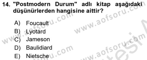 Çağdaş Sosyoloji Kuramları Dersi 2023 - 2024 Yılı (Vize) Ara Sınav Soruları 14. Soru