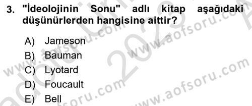 Çağdaş Sosyoloji Kuramları Dersi 2023 - 2024 Yılı (Vize) Ara Sınav Soruları 3. Soru