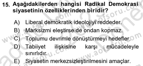 Çağdaş Sosyoloji Kuramları Dersi 2023 - 2024 Yılı (Final) Dönem Sonu Sınav Soruları 15. Soru