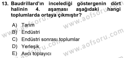 Çağdaş Sosyoloji Kuramları Dersi 2023 - 2024 Yılı Yaz Okulu Sınav Soruları 13. Soru