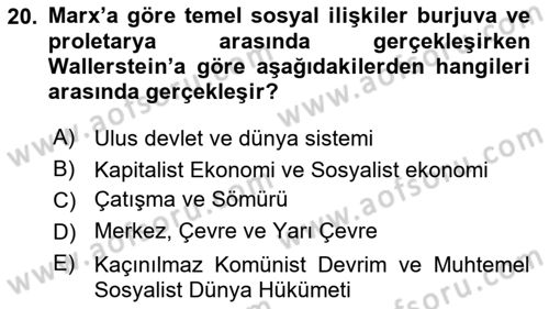 Çağdaş Sosyoloji Kuramları Dersi 2023 - 2024 Yılı Yaz Okulu Sınav Soruları 20. Soru