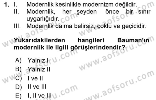 Çağdaş Sosyoloji Kuramları Dersi 2024 - 2025 Yılı (Final) Dönem Sonu Sınav Soruları 1. Soru