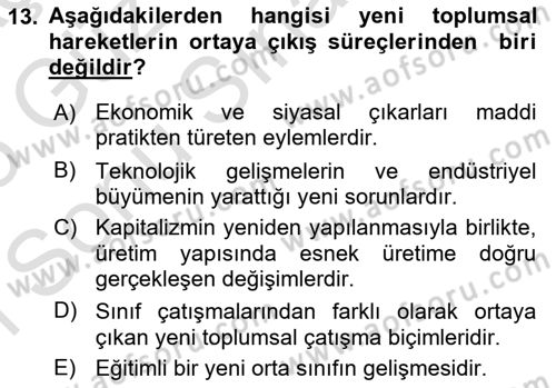 Çağdaş Sosyoloji Kuramları Dersi 2024 - 2025 Yılı (Final) Dönem Sonu Sınav Soruları 13. Soru