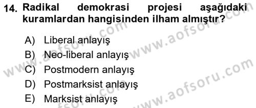 Çağdaş Sosyoloji Kuramları Dersi 2024 - 2025 Yılı (Final) Dönem Sonu Sınav Soruları 14. Soru