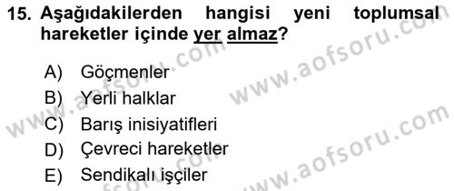 Çağdaş Sosyoloji Kuramları Dersi 2024 - 2025 Yılı (Final) Dönem Sonu Sınav Soruları 15. Soru