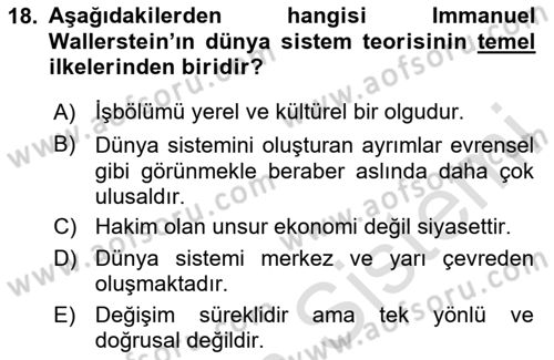 Çağdaş Sosyoloji Kuramları Dersi 2024 - 2025 Yılı (Final) Dönem Sonu Sınav Soruları 18. Soru