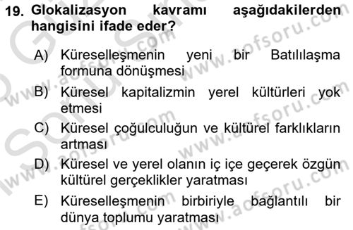 Çağdaş Sosyoloji Kuramları Dersi 2024 - 2025 Yılı (Final) Dönem Sonu Sınav Soruları 19. Soru
