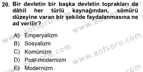 Çağdaş Sosyoloji Kuramları Dersi 2024 - 2025 Yılı (Final) Dönem Sonu Sınav Soruları 20. Soru