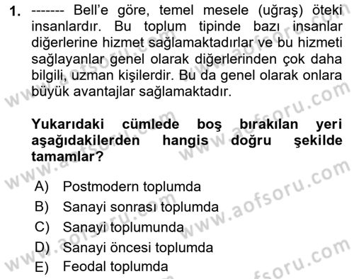Çağdaş Sosyoloji Kuramları Dersi 2024 - 2025 Yılı Yaz Okulu Sınav Soruları 1. Soru