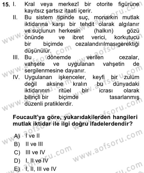 Çağdaş Sosyoloji Kuramları Dersi 2024 - 2025 Yılı Yaz Okulu Sınav Soruları 15. Soru
