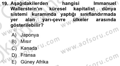 Çağdaş Sosyoloji Kuramları Dersi 2024 - 2025 Yılı Yaz Okulu Sınav Soruları 19. Soru