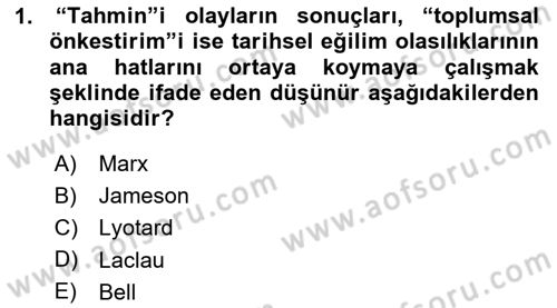 Çağdaş Sosyoloji Kuramları Dersi 2025 - 2026 Yılı (Vize) Ara Sınav Soruları 1. Soru