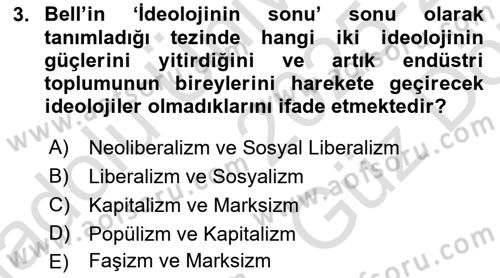 Çağdaş Sosyoloji Kuramları Dersi 2025 - 2026 Yılı (Vize) Ara Sınav Soruları 3. Soru