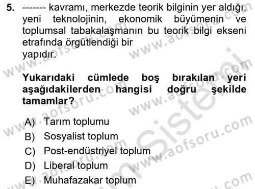 Çağdaş Sosyoloji Kuramları Dersi 2025 - 2026 Yılı (Vize) Ara Sınav Soruları 5. Soru