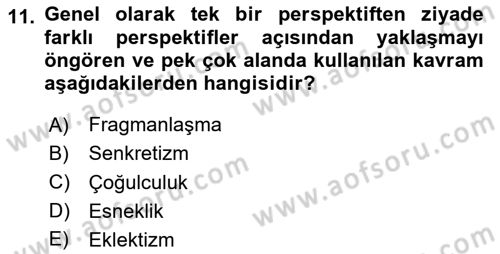 Çağdaş Sosyoloji Kuramları Dersi 2025 - 2026 Yılı (Final) Dönem Sonu Sınav Soruları 11. Soru
