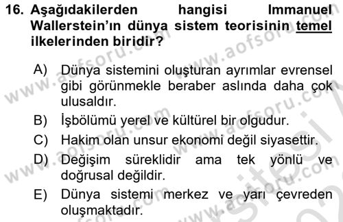 Çağdaş Sosyoloji Kuramları Dersi 2025 - 2026 Yılı (Final) Dönem Sonu Sınav Soruları 16. Soru