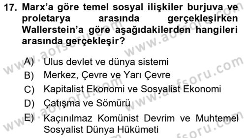 Çağdaş Sosyoloji Kuramları Dersi 2025 - 2026 Yılı (Final) Dönem Sonu Sınav Soruları 17. Soru