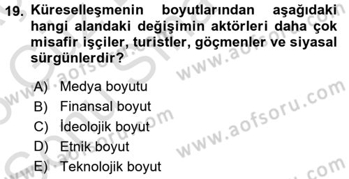 Çağdaş Sosyoloji Kuramları Dersi 2025 - 2026 Yılı (Final) Dönem Sonu Sınav Soruları 19. Soru
