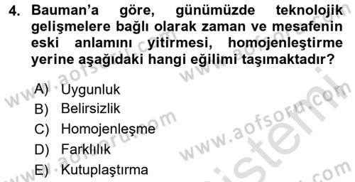 Çağdaş Sosyoloji Kuramları Dersi 2025 - 2026 Yılı (Final) Dönem Sonu Sınav Soruları 4. Soru
