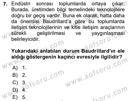 Çağdaş Sosyoloji Kuramları Dersi 2025 - 2026 Yılı (Final) Dönem Sonu Sınav Soruları 7. Soru