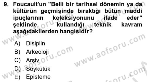 Çağdaş Sosyoloji Kuramları Dersi 2025 - 2026 Yılı (Final) Dönem Sonu Sınav Soruları 9. Soru