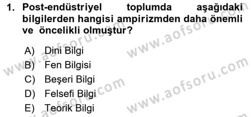 Çağdaş Sosyoloji Kuramları Dersi 2025 - 2026 Yılı Yaz Okulu Sınav Soruları 1. Soru