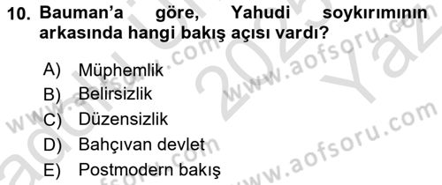 Çağdaş Sosyoloji Kuramları Dersi 2025 - 2026 Yılı Yaz Okulu Sınav Soruları 10. Soru