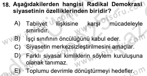 Çağdaş Sosyoloji Kuramları Dersi 2025 - 2026 Yılı Yaz Okulu Sınav Soruları 18. Soru