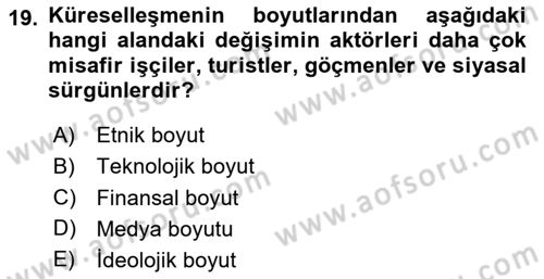 Çağdaş Sosyoloji Kuramları Dersi 2025 - 2026 Yılı Yaz Okulu Sınav Soruları 19. Soru