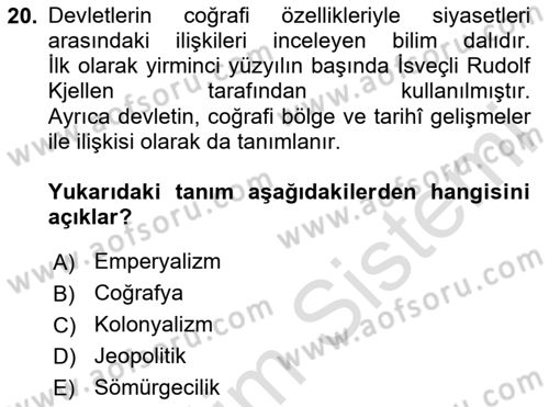 Çağdaş Sosyoloji Kuramları Dersi 2025 - 2026 Yılı Yaz Okulu Sınav Soruları 20. Soru