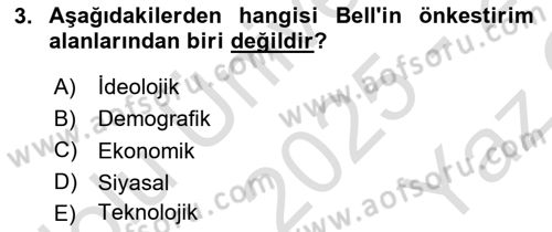 Çağdaş Sosyoloji Kuramları Dersi 2025 - 2026 Yılı Yaz Okulu Sınav Soruları 3. Soru