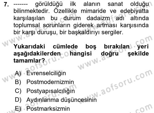 Çağdaş Sosyoloji Kuramları Dersi 2025 - 2026 Yılı Yaz Okulu Sınav Soruları 7. Soru
