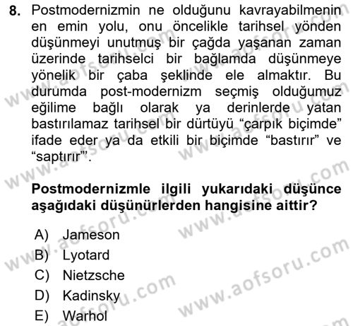 Çağdaş Sosyoloji Kuramları Dersi 2025 - 2026 Yılı Yaz Okulu Sınav Soruları 8. Soru