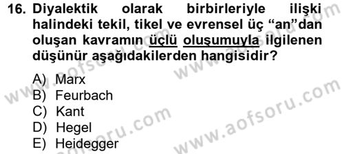 Sosyolojide Yakın Dönem Gelişmeler Dersi 2012 - 2013 Yılı (Final) Dönem Sonu Sınav Soruları 16. Soru
