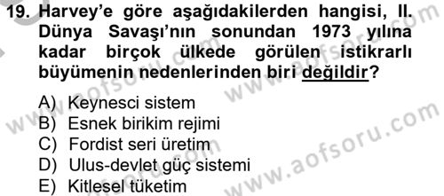 Sosyolojide Yakın Dönem Gelişmeler Dersi 2012 - 2013 Yılı (Final) Dönem Sonu Sınav Soruları 19. Soru