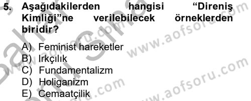 Sosyolojide Yakın Dönem Gelişmeler Dersi 2012 - 2013 Yılı (Final) Dönem Sonu Sınav Soruları 5. Soru