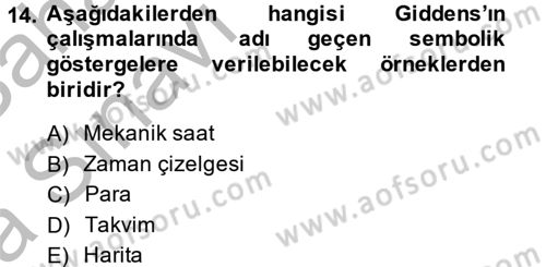 Sosyolojide Yakın Dönem Gelişmeler Dersi 2013 - 2014 Yılı (Vize) Ara Sınav Soruları 14. Soru