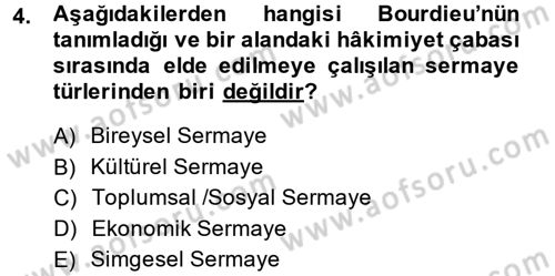 Sosyolojide Yakın Dönem Gelişmeler Dersi 2013 - 2014 Yılı (Vize) Ara Sınav Soruları 4. Soru