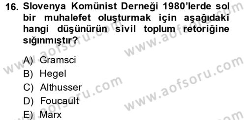 Sosyolojide Yakın Dönem Gelişmeler Dersi 2013 - 2014 Yılı (Final) Dönem Sonu Sınav Soruları 16. Soru