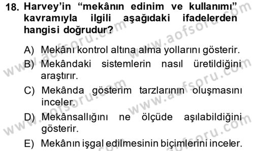 Sosyolojide Yakın Dönem Gelişmeler Dersi 2013 - 2014 Yılı (Final) Dönem Sonu Sınav Soruları 18. Soru