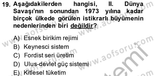 Sosyolojide Yakın Dönem Gelişmeler Dersi 2013 - 2014 Yılı (Final) Dönem Sonu Sınav Soruları 19. Soru