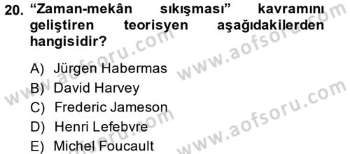 Sosyolojide Yakın Dönem Gelişmeler Dersi 2013 - 2014 Yılı (Final) Dönem Sonu Sınav Soruları 20. Soru
