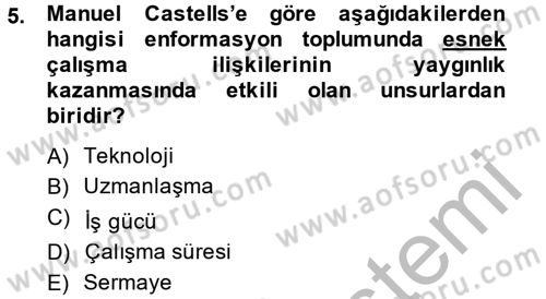 Sosyolojide Yakın Dönem Gelişmeler Dersi 2013 - 2014 Yılı (Final) Dönem Sonu Sınav Soruları 5. Soru