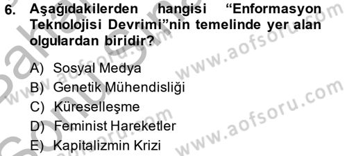 Sosyolojide Yakın Dönem Gelişmeler Dersi 2013 - 2014 Yılı (Final) Dönem Sonu Sınav Soruları 6. Soru