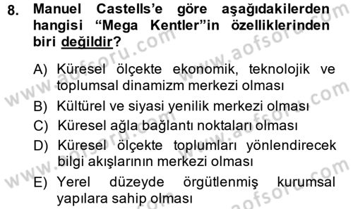 Sosyolojide Yakın Dönem Gelişmeler Dersi 2013 - 2014 Yılı (Final) Dönem Sonu Sınav Soruları 8. Soru