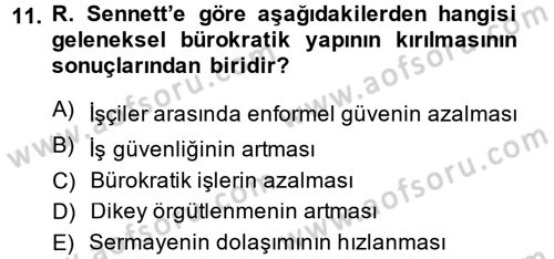Sosyolojide Yakın Dönem Gelişmeler Dersi 2014 - 2015 Yılı (Final) Dönem Sonu Sınav Soruları 11. Soru