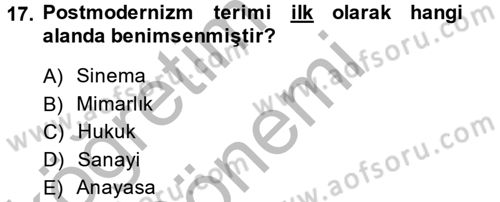 Sosyolojide Yakın Dönem Gelişmeler Dersi 2014 - 2015 Yılı (Final) Dönem Sonu Sınav Soruları 17. Soru