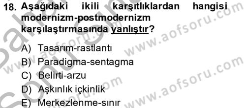 Sosyolojide Yakın Dönem Gelişmeler Dersi 2014 - 2015 Yılı (Final) Dönem Sonu Sınav Soruları 18. Soru