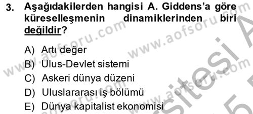 Sosyolojide Yakın Dönem Gelişmeler Dersi 2014 - 2015 Yılı (Final) Dönem Sonu Sınav Soruları 3. Soru