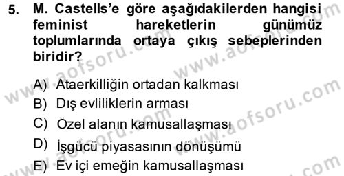 Sosyolojide Yakın Dönem Gelişmeler Dersi 2014 - 2015 Yılı (Final) Dönem Sonu Sınav Soruları 5. Soru